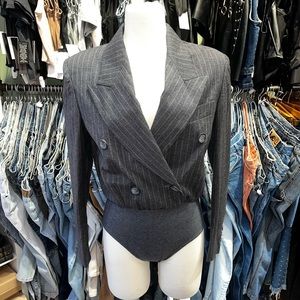 Vintage 90s Kors pinstriped blazer style bodysuit